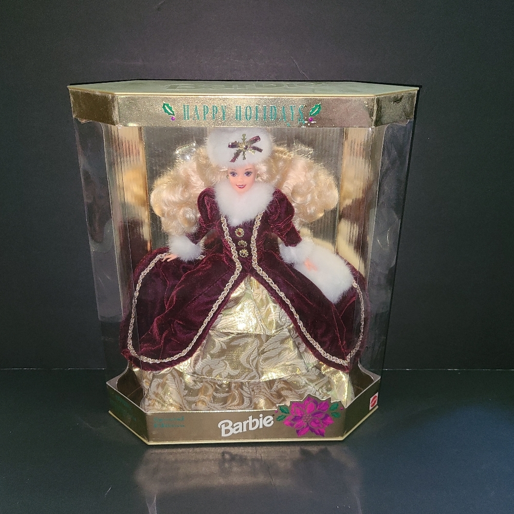 Vintage 1996 Happy Holidays Barbie Special Edition #15646 NIB Sealed Burgundy